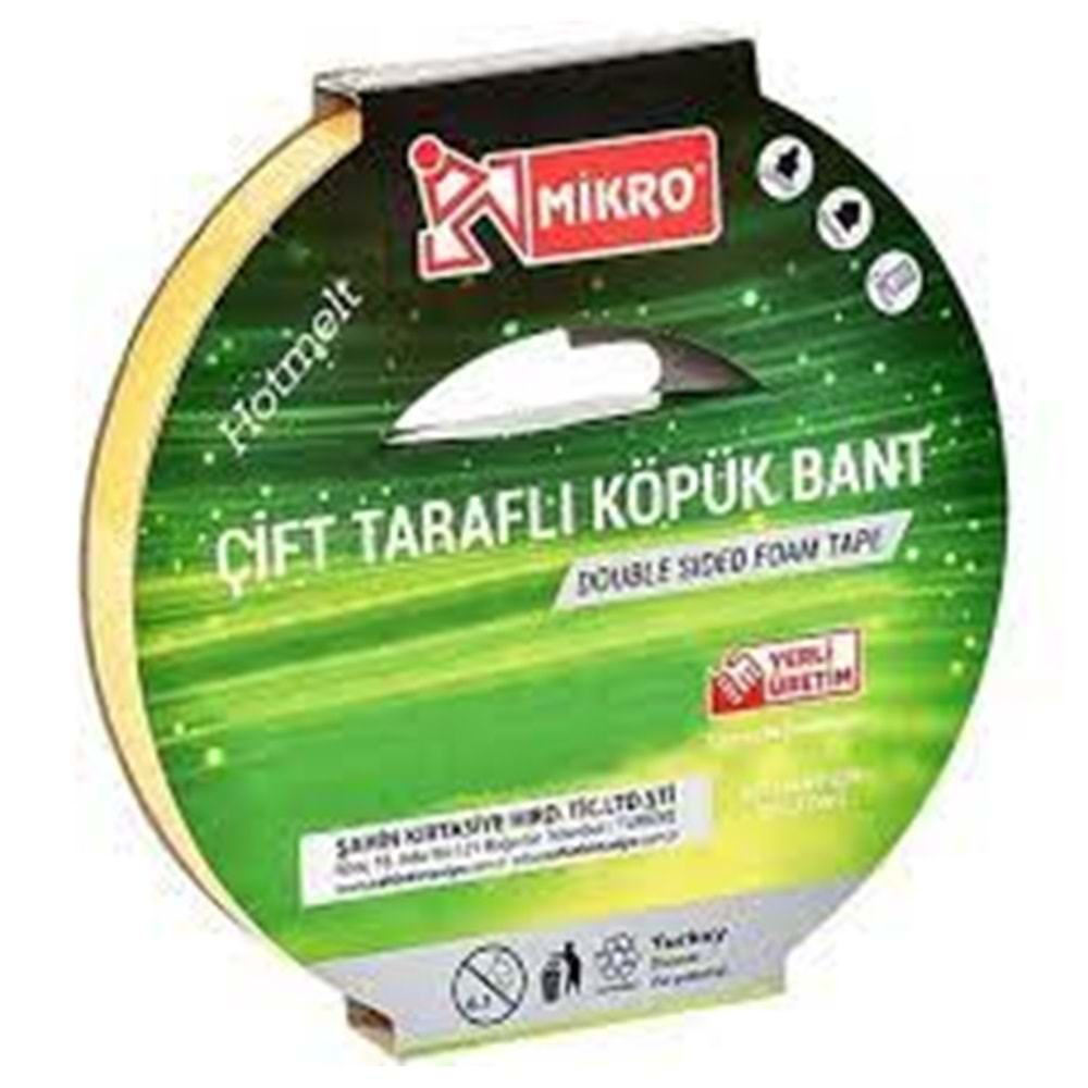 MİKRO 18MM*5MT ÇİFT TARAFLI KÖPÜK BANT BNT-202