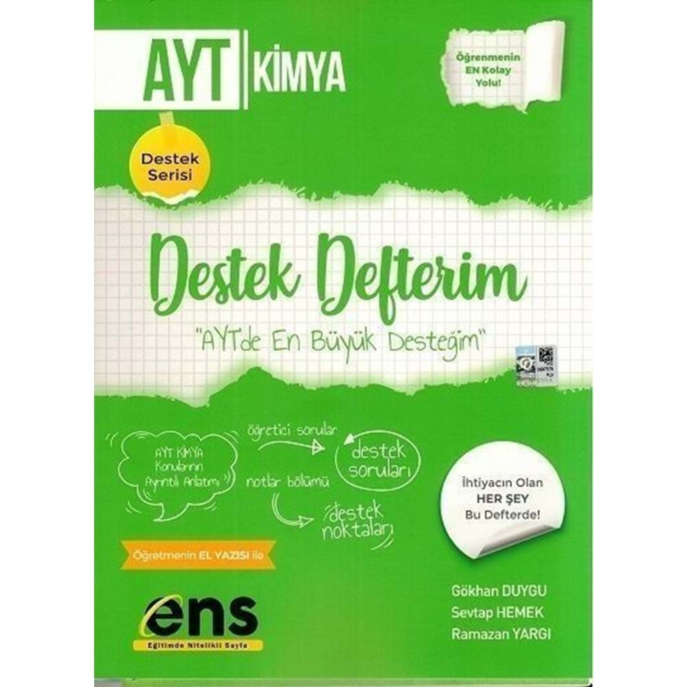 ENS AYT KİMYA DESTEK DEFTERİM