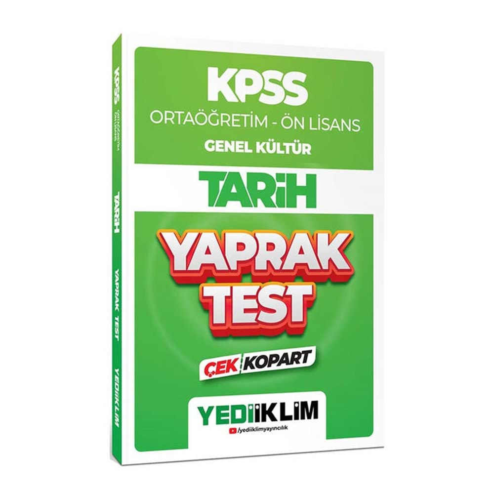 YEDİİKLİM KPSS 2024 ORTAÖĞRETİM ÖNLİSANS GENEL KÜLTÜR TARİH ÇEK KOPART YAPRAK TEST