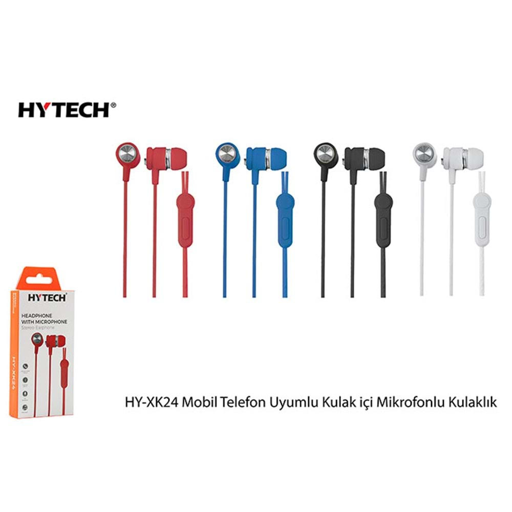 HYTECH HY-XK24 KIRMIZI MOBİL TELEFON UYUMLU KULAK İÇİ MİKROFONLU KULAKLIK