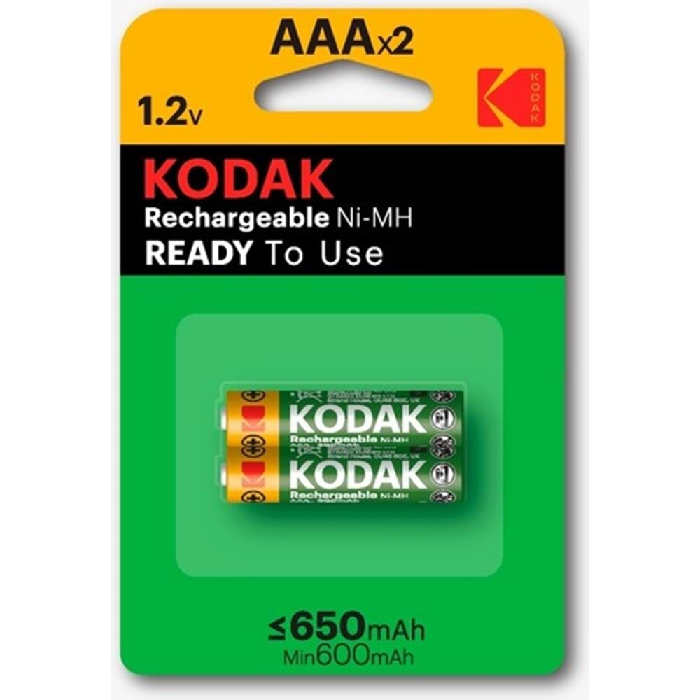 KODAK 650 MAH 1.2 VOLT ŞARJLI İNCE PİL 2 Lİ-281423