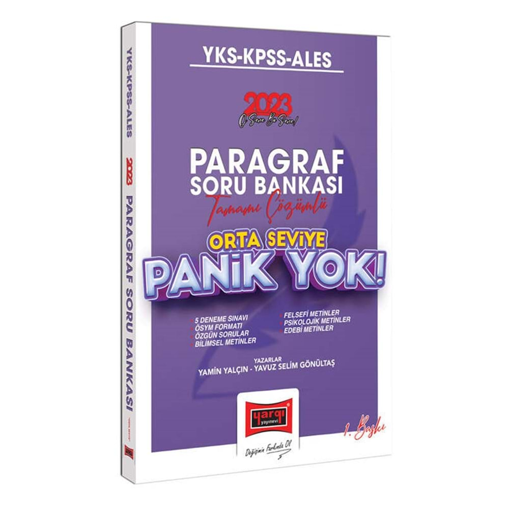 YARGI 2023 YKS-KPSS-ALES PANİK YOK ORTA SEVİYE TAMAMI ÇÖZÜMLÜ PARAGRAF SORU BANKASI