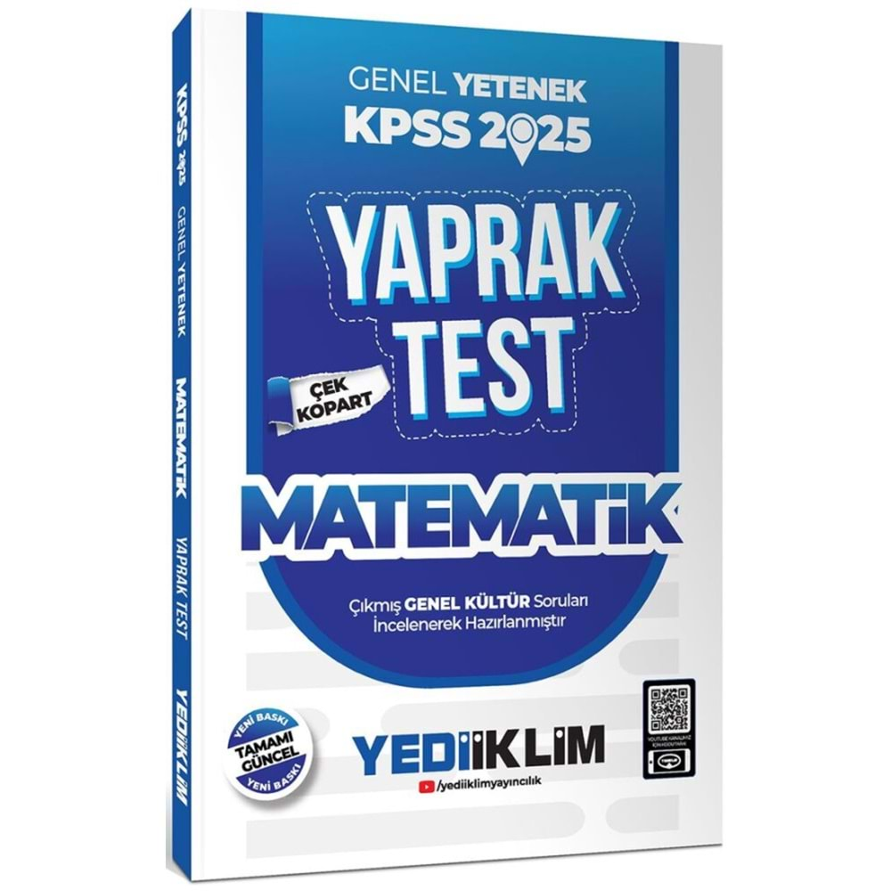 YEDİİKLİM KPSS 2025 GENEL YETENEK MATEMATİK ÇEK KOPART YAPRAK TEST