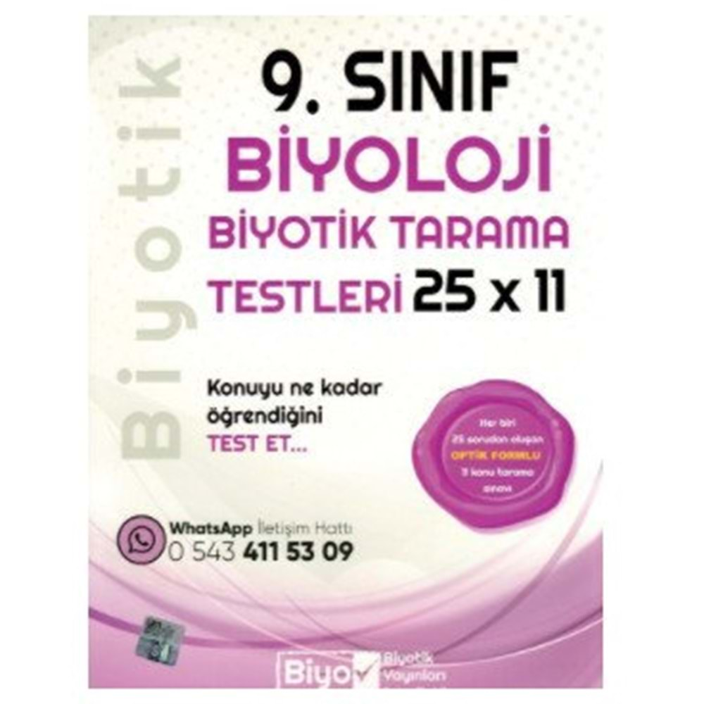 BİYOTİK 9.SINIF BİYOLOJİ TARAMA TESTİ-2023