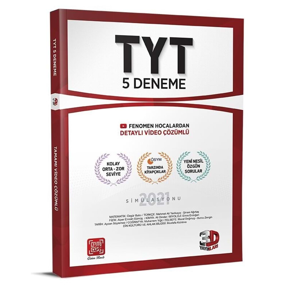 ÇÖZÜM TYT TAMAMI VİDEO ÇÖZÜMLÜ 5 Lİ PAKET DENEME 3D