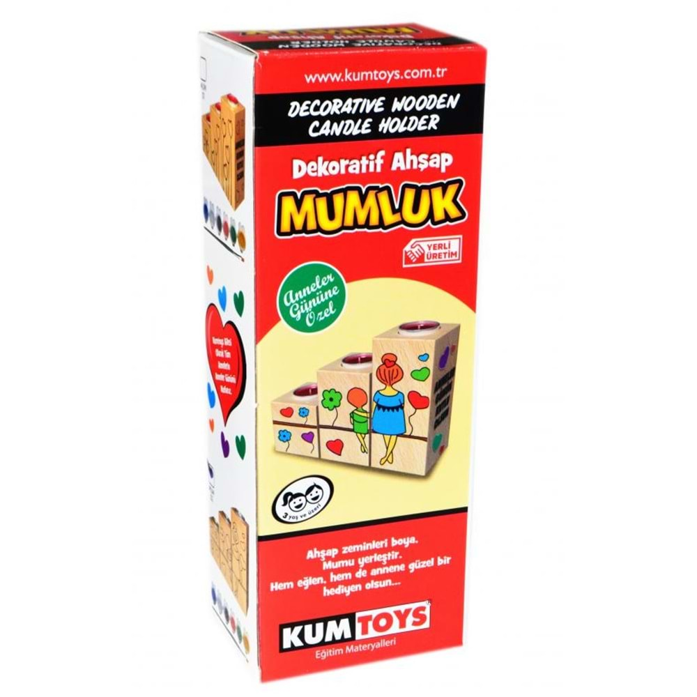 KUMTOYS DEKORATİF AHŞAP MUMLUK-KM-5437