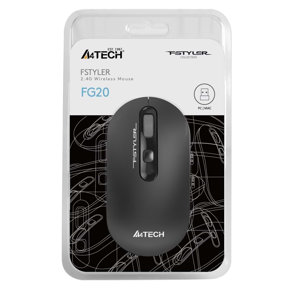 A4TECH NANO KABLOSUZ OPTİK MOUSE SİYAH 2000DPİ FG20