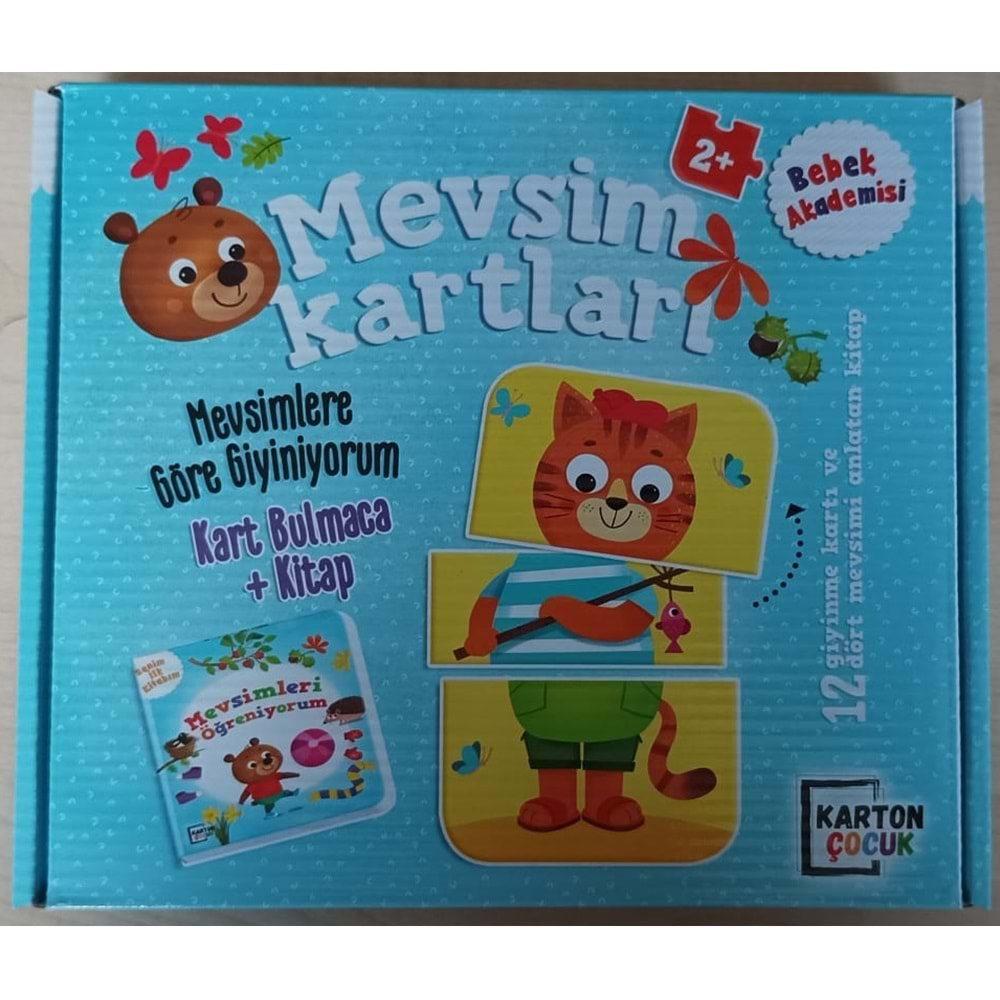 KARTON ÇOCUK BEBEK AKADEMİSİ MEVSİM KARTLARI MEVSİMLERE GÖRE GİYİNİYORUM KART BULMACA+KİTAP 2+YAŞ