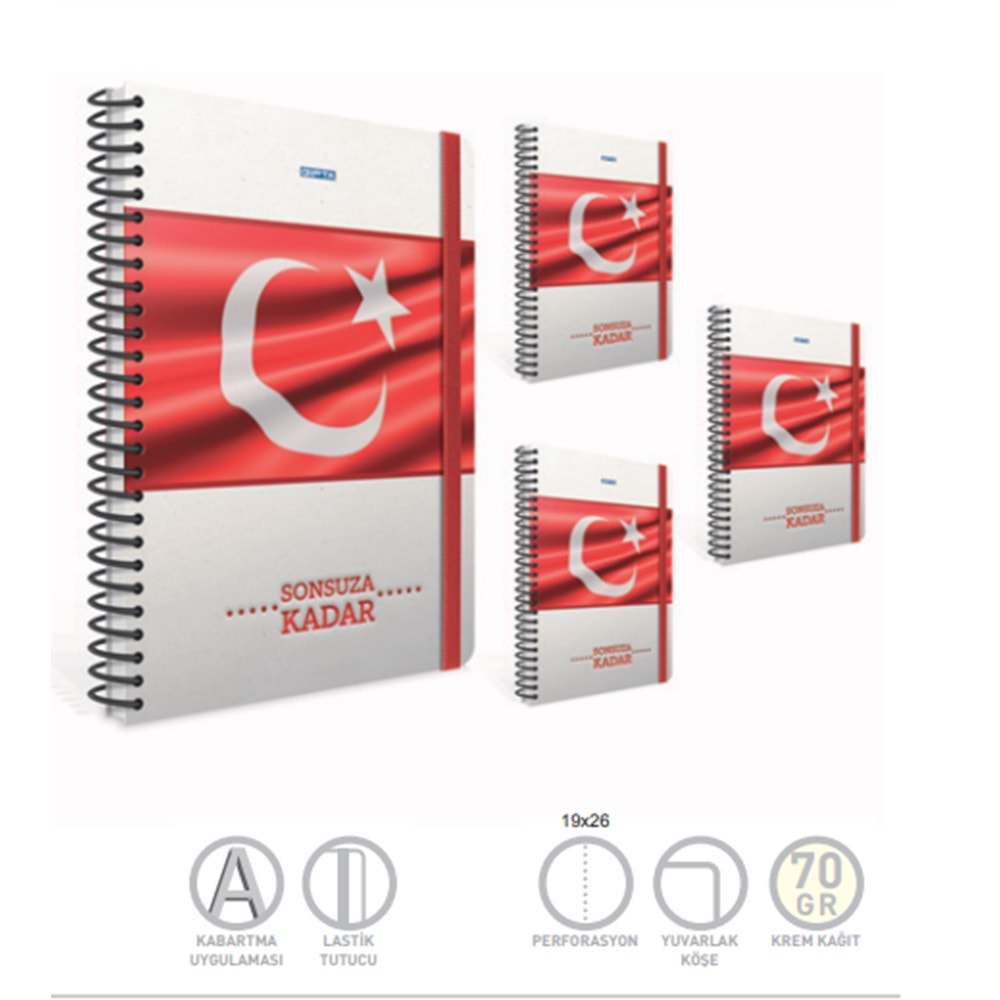 GIPTA SONSUZA KADAR 17X24 SPİRALLİ SERT KAPAK 120 YAPRAK ÇİZGİLİ DEFTER 4649