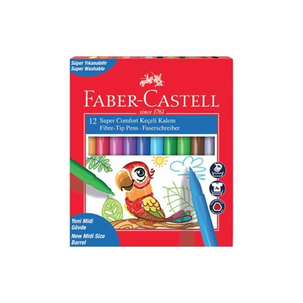 FABER CASTELL SÜPER COMFORT KEÇELİ KALEM 12 Lİ