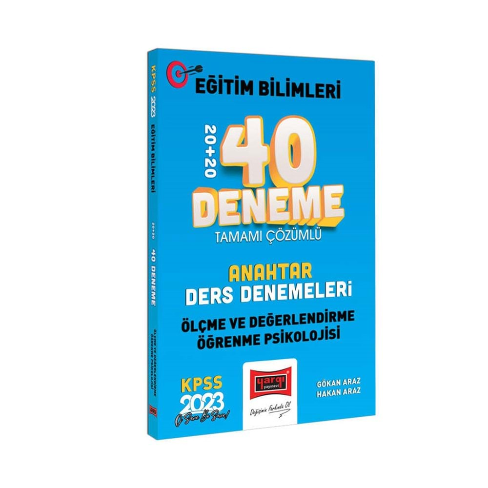 YARGI KPSS 2023 EĞİTİM BİLİMLERİ ÖLÇME DEĞERLENDİRME VE ÖĞRENME PSİKOLOJİSİ ANAHTAR DERS DENEMELERİ TAMAMI ÇÖZÜMLÜ 20+20 40 DENEME SINAVI