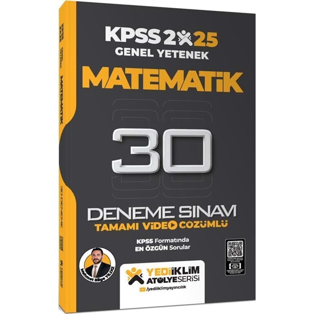 YEDİİKLİM KPSS 2025 GENEL YETENEK MATEMATİK TAMAMI VİDEO ÇÖZÜMLÜ 30 DENEME SINAVI