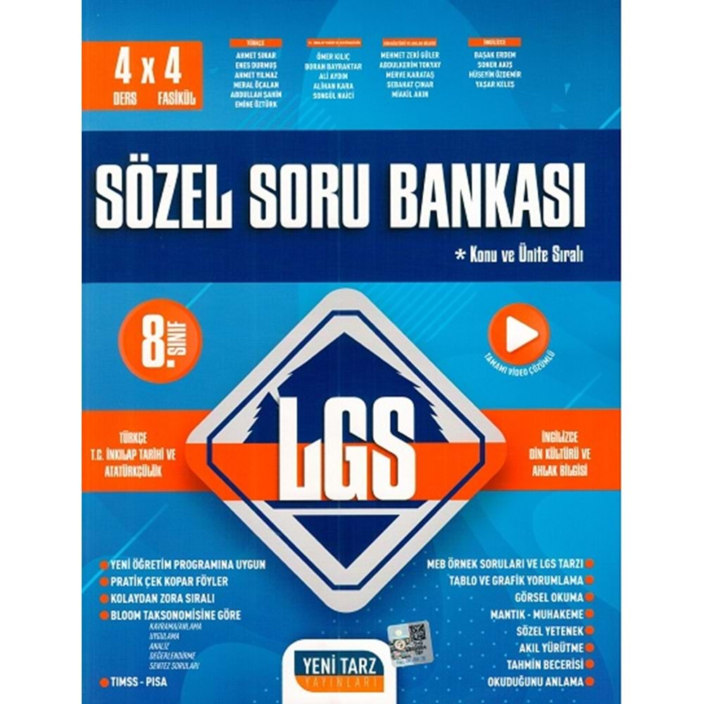 YENİ TARZ 8.SINIF SÖZEL SORU BANKASI-2022