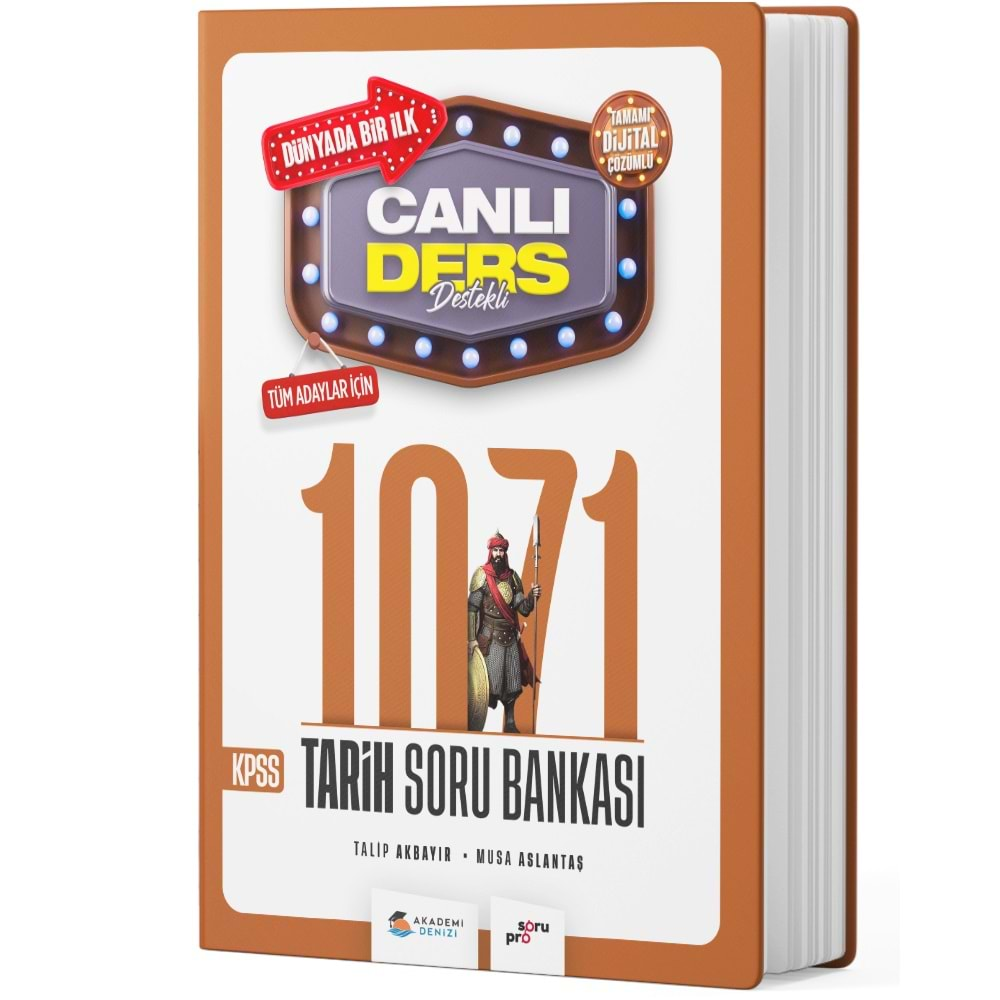 AKADEMİ DENİZİ KPSS TARİH CANLI DERS DESTEKLİ 1071 SORU BANKASI-2024