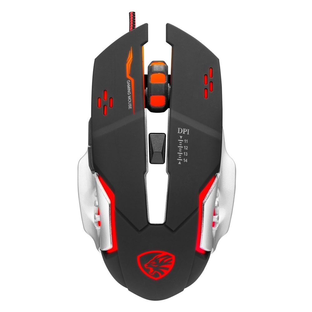 HYTECH HY-X9 3600DPI 6 BUTTON RGB LEGEND SİYAH GAMİNG OYUNCU MOUSE (1.5 MT ÖRGÜLÜ KABLO)