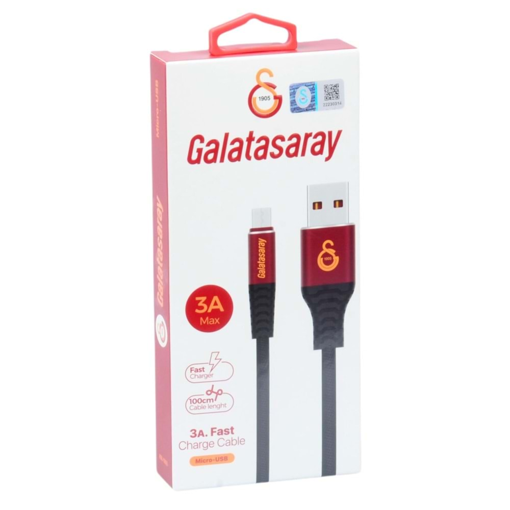 TİMON GALATASARAY KBL-1905 3A MİCRO USB 1M KIRMIZI DATA+ŞARJ KABLOSU-503407