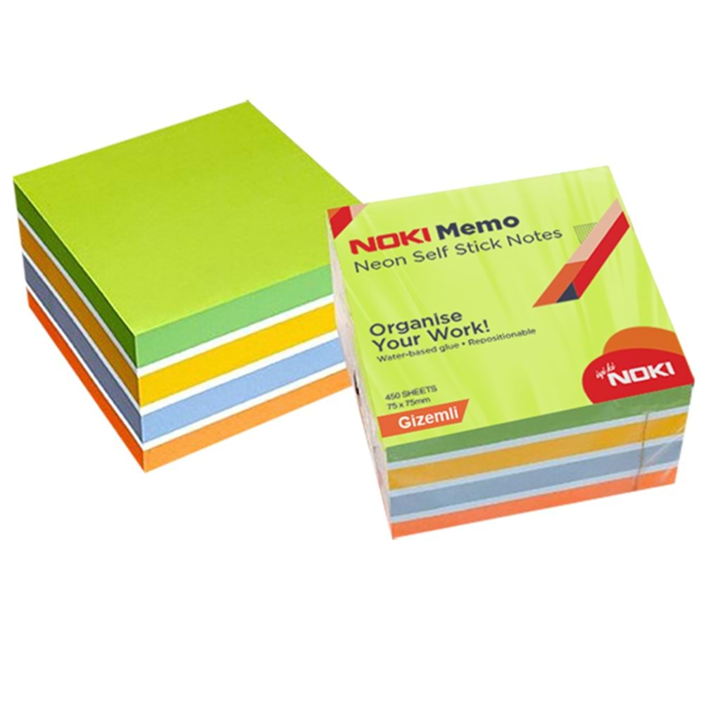 NOKİ MEMO 75*75 NEON GİZEMLİ KÜP BLOK 450 SAYFA-12014-22