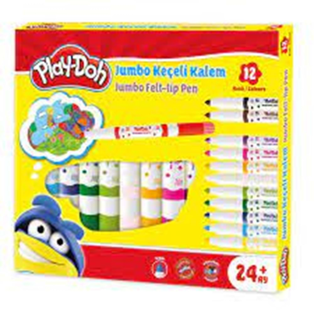 PLAY-DOH JUMBO KEÇELİ KALEM 6 MM 12 Lİ-PLAY-KE020