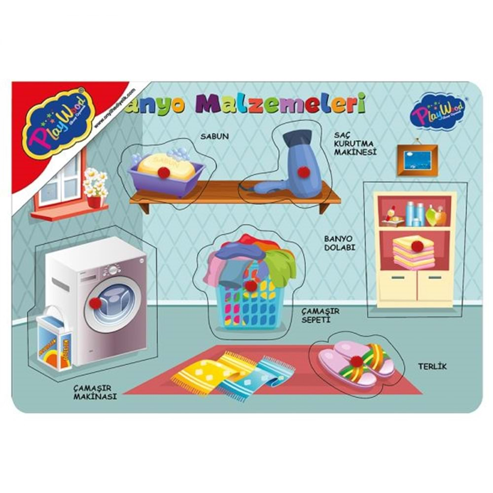 ONYIL OYUNCAK AHŞAP TUTMALI PUZZLE BANYO MALZEMELERİ-ONY-296/297