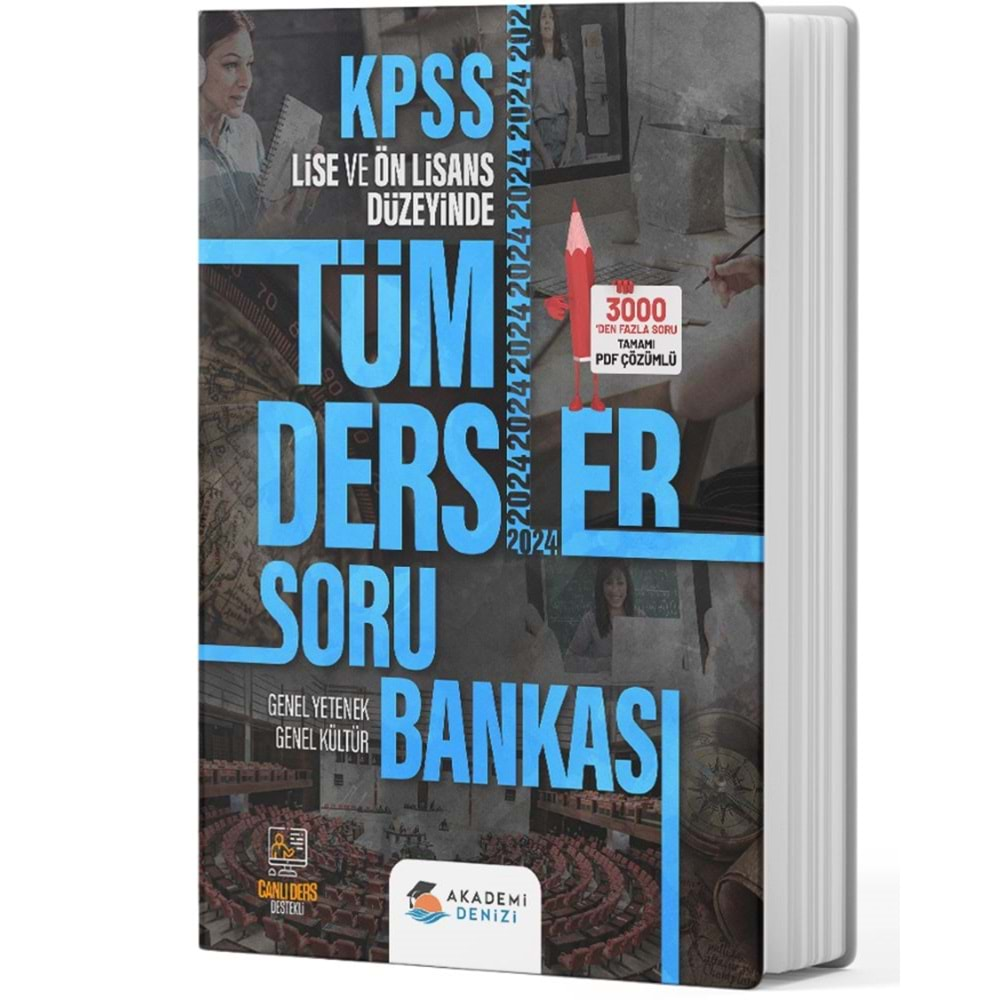 AKADEMİ DENİZİ KPSS 2024 LİSE VE ÖNLİSANS DÜZEYİNDE TÜM DERSLER SORU BANKASI