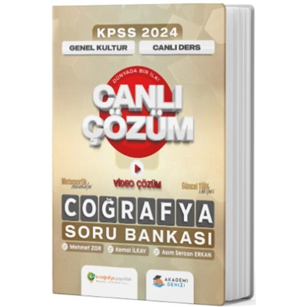 AKDEMİ DENİZİ KPSS 2024 GENEL KÜLTÜR COĞRAFYA CANLI ÇÖZÜM SORU BANKASI