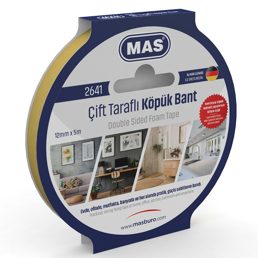 MAS ÇİFT TARAFLI KÖPÜK BANT 12MMX5M-2641