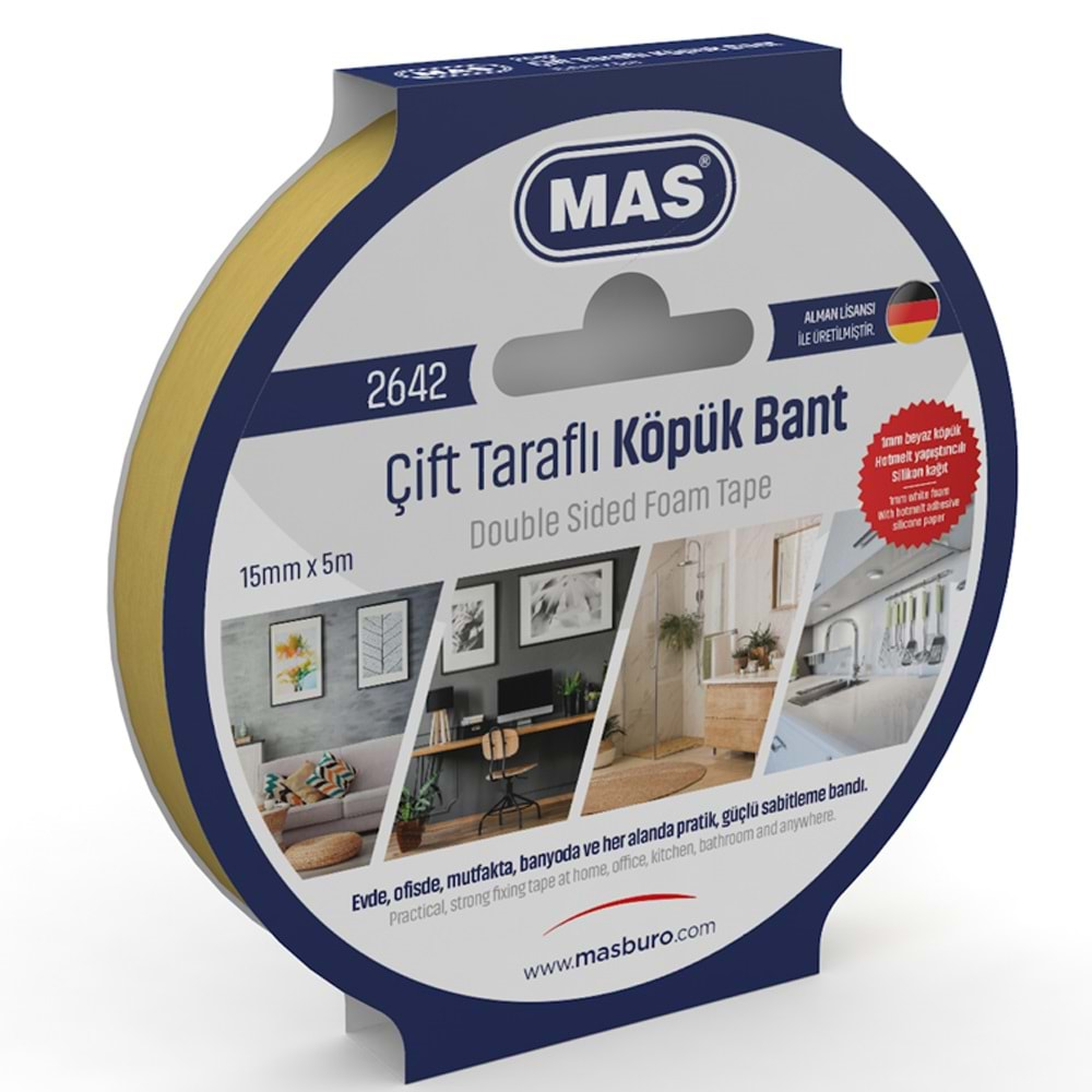 MAS ÇİFT TARAFLI KÖPÜK BANT 15MMX5M-2642