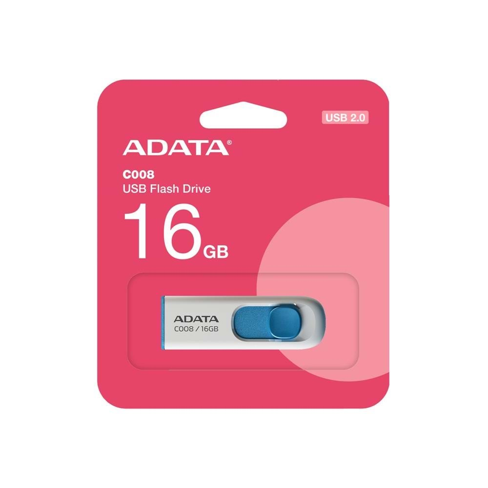 ADATA C008/16GB USB 2.0 CLASSİC (WHİTE+BLUE) FLASH BELEK