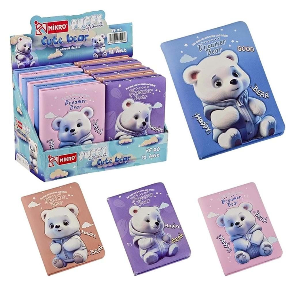 MİKRO PUFFY CUTE BEAR GIRL A5 96 YAPRAK NOT DEFTERİ-PF-20