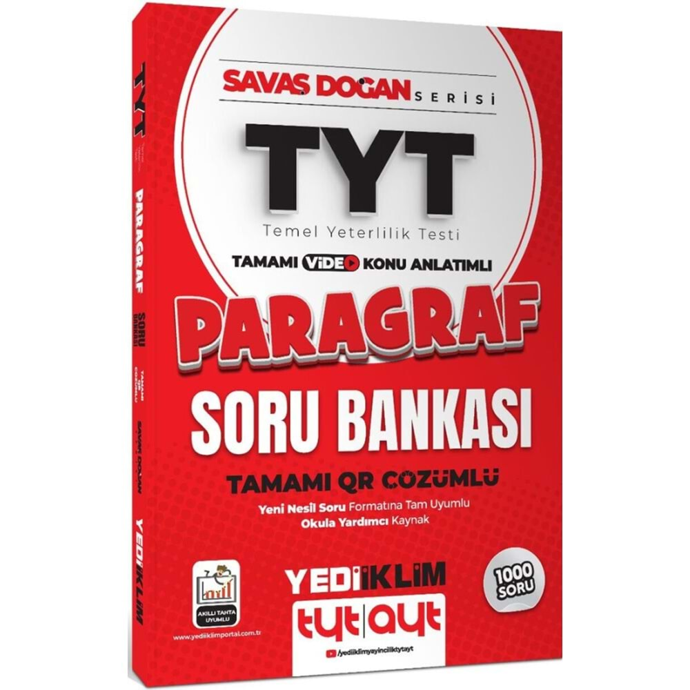 YEDİİKLİM TYT 2025 SAVAŞ DOĞAN SERİSİ TAMAMI VİDEO KONU ANLATIMLI PARAGRAF SORU BANKASI