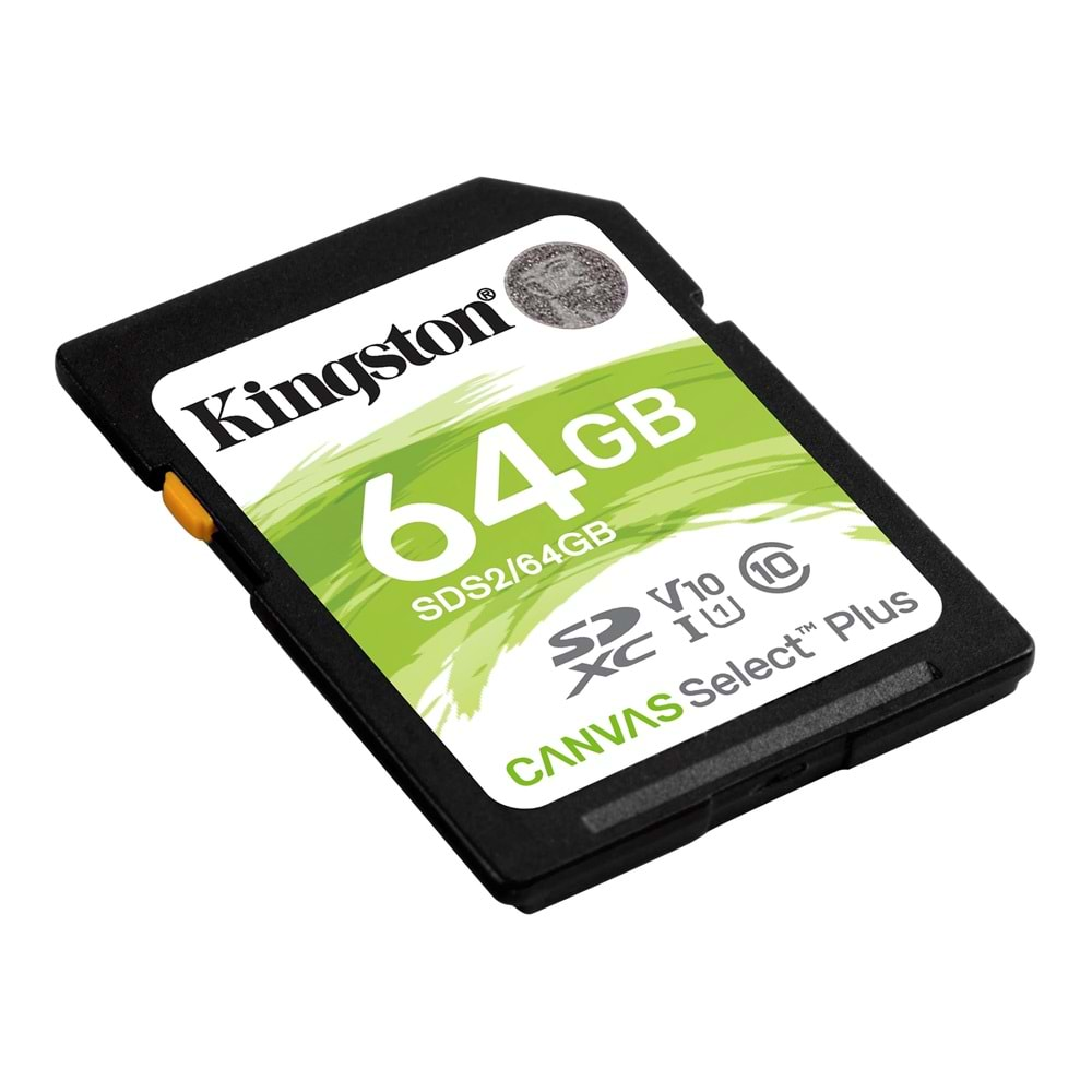 KİNGSTON SDS2 64GB SDXC CANVAS SELECT PLUS 100R C10 UHS-I U1 V10 SD HAFIZA KARTI