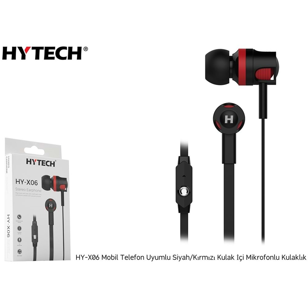 HYTECH HY-X06 MOBİL TELEFON UYUMLU SİYAH/KIRMIZI KULAKLIK