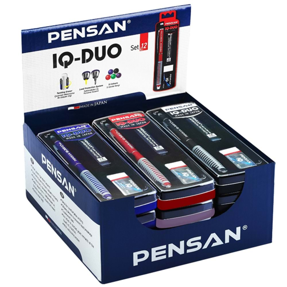 PENSAN IQ-DUO SET 0.5 KARIŞIK RENKLİ SİLGİ+MİN