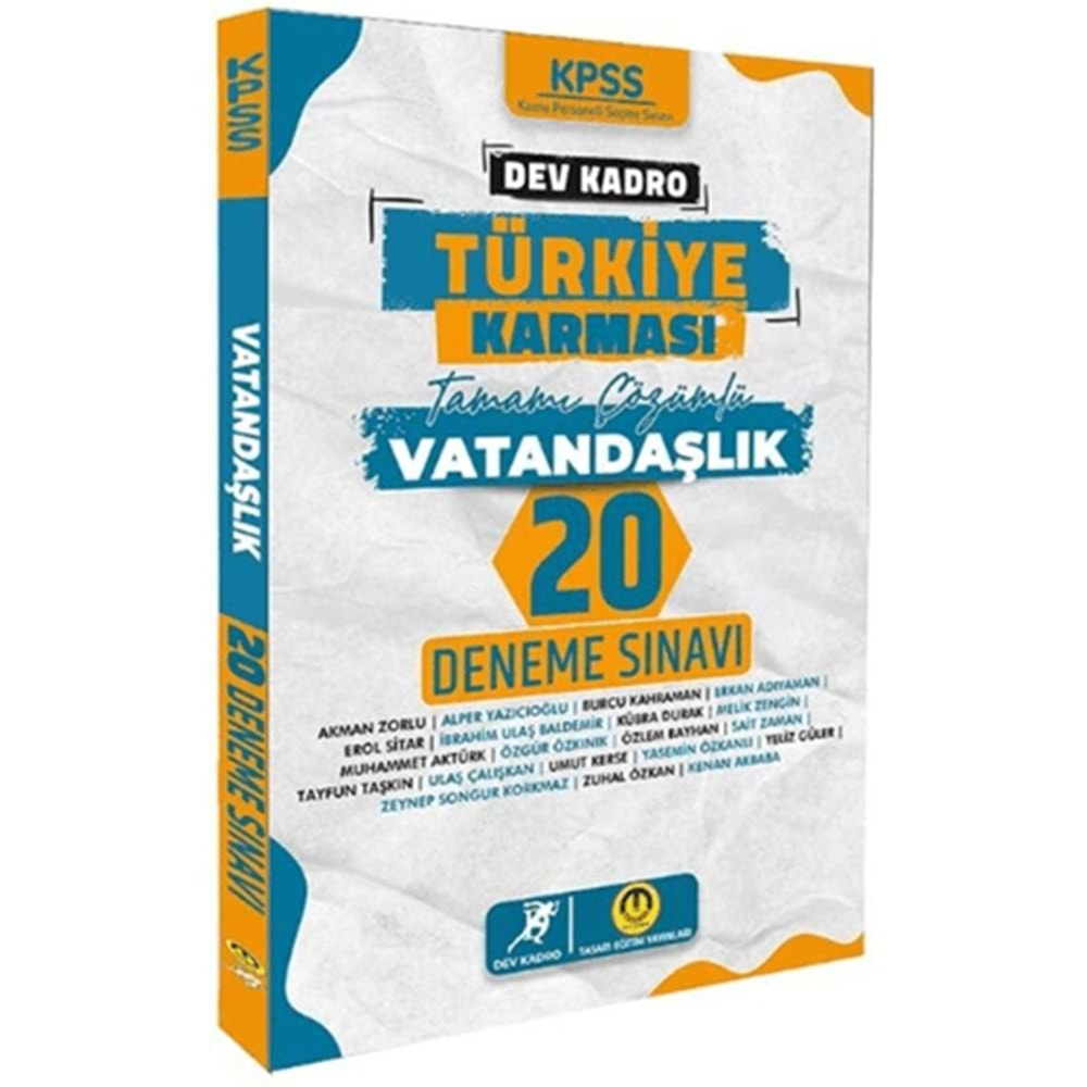 TASARI KPSS VATANDAŞLIK DEV KADRO TÜRKİYE KARMASI 20 DENEME SINAVI