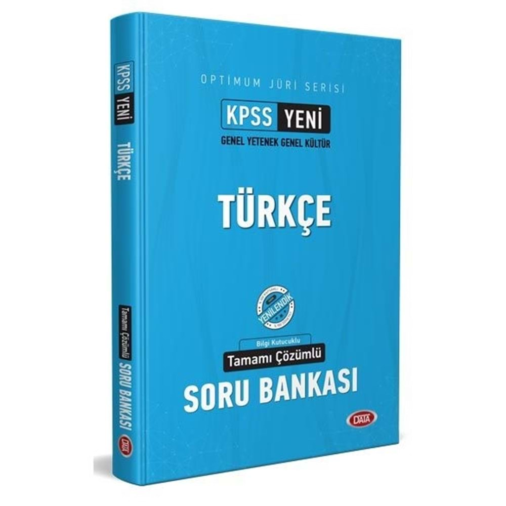 DATA KPSS GENEL YETENEK-GENEL KÜLTÜR OPTİMUM JÜRİ SERİSİ TÜRKÇE TAMAMI ÇÖZÜMLÜ SORU BANKASI