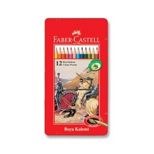 FABER CASTELL KURU BOYA KALEMİ METAL KUTULU 12Lİ TAM BOY