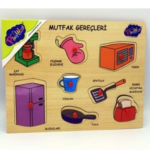 ONYIL OYUNCAK AHŞAP EĞİTİCİ TUTMALI PUZZLE MUTFAK GEREÇLERİ-STOK KODU-ONY-168/169