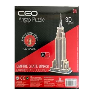 CEO EMPİRE STATE BİNASI 3D BASKILI AHŞAP PUZZLE 34 PARÇA