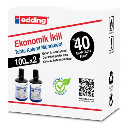 EDDİNG TAHTA KALEM MÜREKKEBİ SİYAH 100 ML 2 Lİ LM1199K201