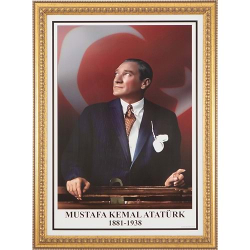 İNTERPANO 50*70 VARAKLI ÇERÇEVE DUVARA MONTE ATATÜRK PORTRESİ