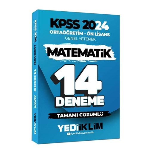 YEDİİKLİM KPSS ORTAÖĞRETİM-ÖN LİSANS GENEL YETENEK MATEMATİK TAMAMI ÇÖZÜMLÜ 14 DENEME-2024