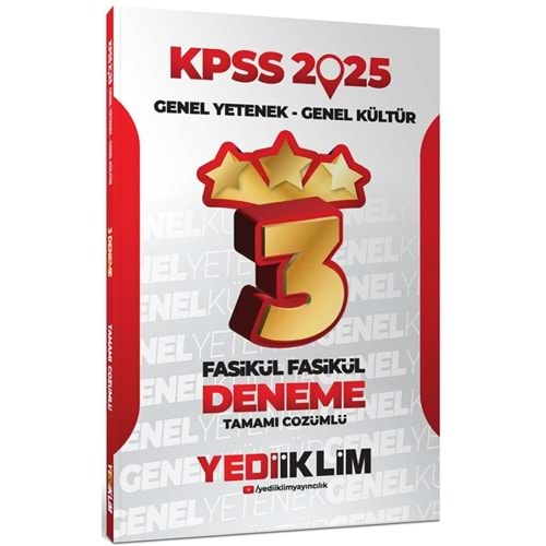 YEDİİKLİM KPSS 2025 GENEL YETENEK GENEL KÜLTÜR TAMAMI ÇÖZÜMLÜ 3 YILDIZ FASİKÜL DENEME