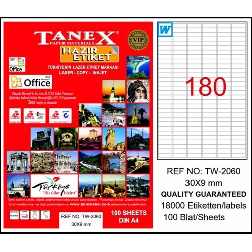 TANEX TW-2060 30*9MM LAZER ETİKET