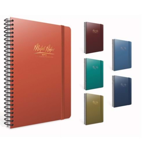 GIPTA METAL NOTES 17*24 SPİRALLİ PLASTİK KAPAK 80 YAPRAK KARELİ DEFTER-4474