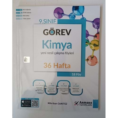 ARMADA 9.SINIF GÖREV KİMYA YENİ NESİL ÇALIŞMA FÖYLERİ (36 HAFTA)