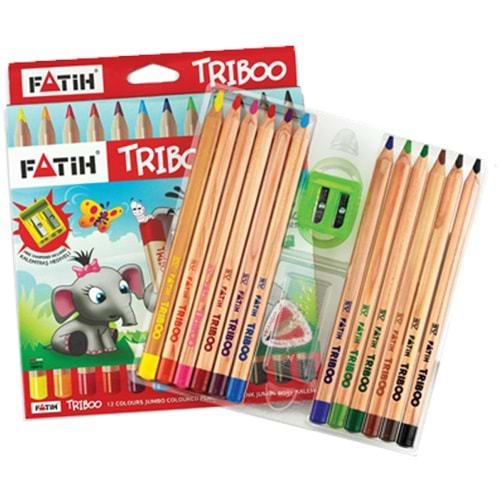 FATİH KURU BOYA NATURAL ÜÇGEN JUMBO TRİBOO TAM BOY 12 RENK-33426