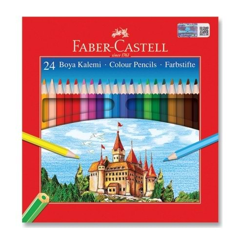 FABER CASTELL KURU BOYA KARTON KUTU TAM BOY 24 RENK