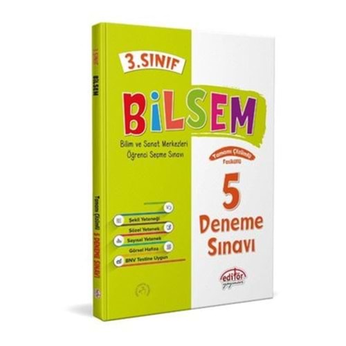 EDİTÖR 3.SINIF BİLSEM TAMAMI ÇÖZÜMLÜ 5 DENEME SINAVI