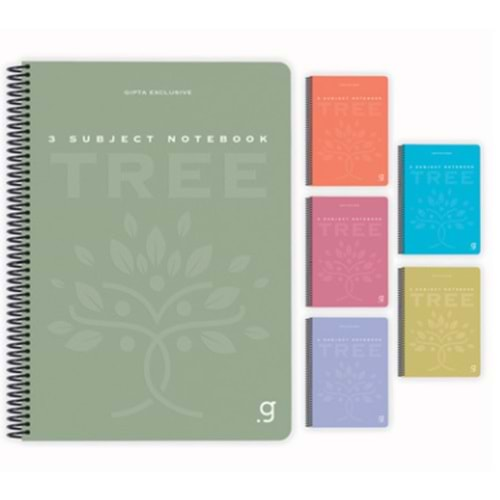 GIPTA TREE SPİRALLİ PLASTİK KAPAK A4 120 YAPRAK KARELİ DEFTER-6950