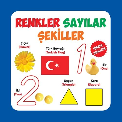 RENKLER SAYILAR ŞEKİLLER TÜRKÇE-İNGİLİZCE KARTON KİTAPLAR - PARILTI